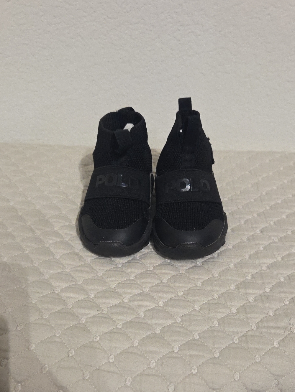 Polo by Ralph Lauren Black Knit Slip-On Kids Sneakers